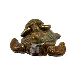 Garden Turtle Tortoise Realistic Mother/Child Wildlife ‎ Figurine Glazed Color